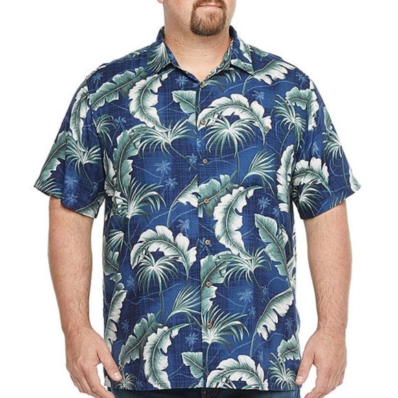 Plus Size Big & Tall Men's Short Sleeve Tropical Print Shirt 4X Large Tall - Picture 1 of 5